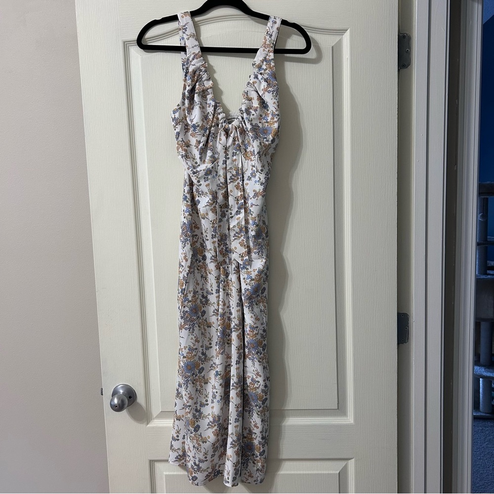 Abercrombie & Fitch White Floral Maxi Slit Dress